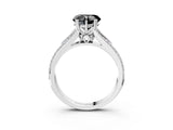 White gold Fancy Black Heart Cut Diamond Split Shank Engagement Ring with Pavé Band_3