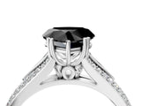 White gold Fancy Black Heart Cut Diamond Split Shank Engagement Ring with Pavé Band_4