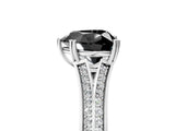 White gold Fancy Black Heart Cut Diamond Split Shank Engagement Ring with Pavé Band_5