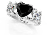 White gold Fancy Black Heart Cut Diamond Three-Stone Ring with Channel Set Band and Four-Prong Setting_25