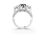 White gold Fancy Black Heart Cut Diamond Three-Stone Ring with Channel Set Band and Four-Prong Setting_27