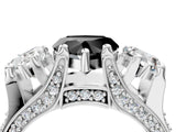 White gold Fancy Black Heart Cut Diamond Three-Stone Ring with Channel Set Band and Four-Prong Setting_28