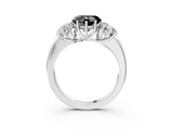 White gold Fancy Black Heart Cut Diamond Three-Stone Ring with Four-Prong Setting and Classic Band_3