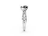 White gold Fancy Black Heart Cut Diamond Three-Stone Ring with Pavé Split Shank and Four-Prong Setting_2