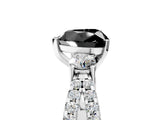 White gold Fancy Black Heart Cut Diamond Three-Stone Ring with Pavé Split Shank and Four-Prong Setting_5
