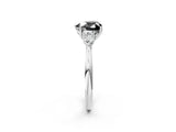 White gold Fancy Black Heart Cut Diamond Three-Stone Ring with Pear  Side Stones and Prong Setting_80