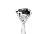 White gold Fancy Black Heart Cut Diamond Three-Stone Ring with Pear  Side Stones and Prong Setting_89