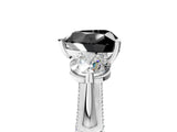 White gold Fancy Black Heart Cut Diamond Three-Stone Ring with Prong Setting and Pavé Band_5