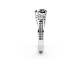 White gold Fancy Black Heart Cut Diamond Three-Stone Ring with Prong Setting and Textured Band_14