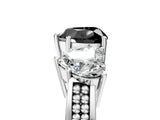 White gold Fancy Black Heart Cut Diamond Three-Stone Ring with Prong Setting and Textured Band_17