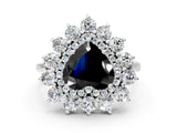 White gold Fancy Black Heart Cut Halo Cluster Diamond Ring with Pave Band and Four-Prong Setting_12