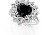 White gold Fancy Black Heart Cut Halo Cluster Diamond Ring with Pave Band and Four-Prong Setting_14