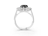White gold Fancy Black Heart Cut Halo Cluster Diamond Ring with Pave Band and Four-Prong Setting_16