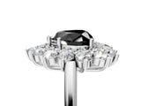 White gold Fancy Black Heart Cut Halo Cluster Diamond Ring with Pave Band and Four-Prong Setting_17