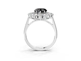 White gold Fancy Black Heart Cut Halo Cluster Diamond Ring with Pave Band and Four-Prong Setting_3