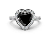 White gold Fancy Black Heart Cut Halo Diamond Engagement Ring with Split Shank Band and Four-Prong Setting_12