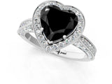 White gold Fancy Black Heart Cut Halo Diamond Engagement Ring with Split Shank Band and Four-Prong Setting_13