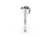 White gold Fancy Black Heart Cut Halo Diamond Engagement Ring with Split Shank Band and Four-Prong Setting_14