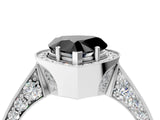 White gold Fancy Black Heart Cut Halo Diamond Engagement Ring with Split Shank Band and Four-Prong Setting_16