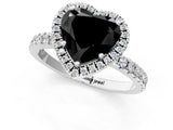 White gold Fancy Black Heart Cut Halo Diamond Pave Band with Prong Setting_1