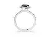 White gold Fancy Black Heart Cut Halo Diamond Pave Band with Prong Setting_3
