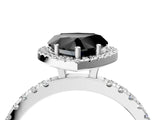 White gold Fancy Black Heart Cut Halo Diamond Pave Band with Prong Setting_4