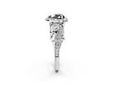 White gold Fancy Black Heart Cut Halo Diamond Ring with Milgrain and Bezel Accents on a Split Shank Band_26