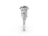 White gold Fancy Black Heart Cut Halo Diamond Ring with Milgrain and Bezel Accents on a Split Shank Band_2