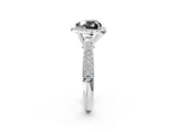 White gold Fancy Black Heart Cut Halo Diamond Ring with Pavé Band_14
