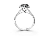 White gold Fancy Black Heart Cut Halo Diamond Ring with Pavé Band_15