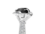 White gold Fancy Black Heart Cut Halo Diamond Ring with Pavé Band_17