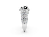 White gold Fancy Black Heart Cut Halo Diamond Ring with Round  Split Shank and Prong Setting_50