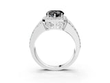 White gold Fancy Black Heart Cut Halo Diamond Ring with Round  Split Shank and Prong Setting_51