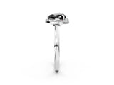 White gold Fancy Black Heart Cut Halo Diamond Ring with Solitaire Band and Prong Setting_2