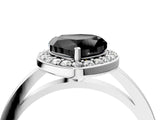 White gold Fancy Black Heart Cut Halo Diamond Ring with Solitaire Band and Prong Setting_4