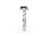 White gold Fancy Black Heart Cut Halo Diamond Solitaire with Filigree Band and Four-Prong Setting_2