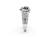 White gold Fancy Black Heart Cut Halo Diamond Split Shank Ring with Prong Setting_2