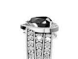 White gold Fancy Black Heart Cut Halo Diamond Split Shank Ring with Prong Setting_5