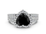 White gold Fancy Black Heart Cut Halo Pavé Diamond Engagement Ring with Split Shank and Four-Prong Setting_15