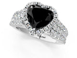 White gold Fancy Black Heart Cut Halo Pavé Diamond Engagement Ring with Split Shank and Four-Prong Setting_16