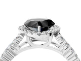 White gold Fancy Black Heart Cut Halo Pavé Diamond Engagement Ring with Split Shank and Four-Prong Setting_19