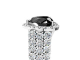 White gold Fancy Black Heart Cut Halo Pavé Diamond Engagement Ring with Split Shank and Four-Prong Setting_20
