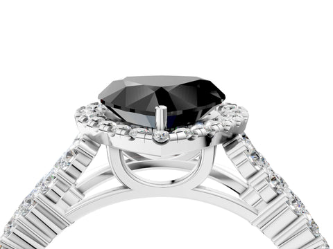 White gold Fancy Black Heart Cut Halo Pavé Diamond Engagement Ring with Split Shank and Four-Prong Setting_7