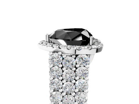 White gold Fancy Black Heart Cut Halo Pavé Diamond Engagement Ring with Split Shank and Four-Prong Setting_8
