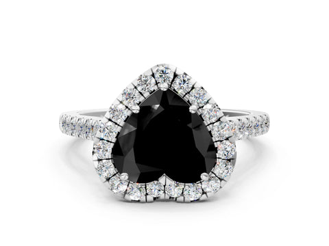 White gold Fancy Black Heart Cut Halo Pave Diamond Engagement Ring with Four-Prong Setting_24