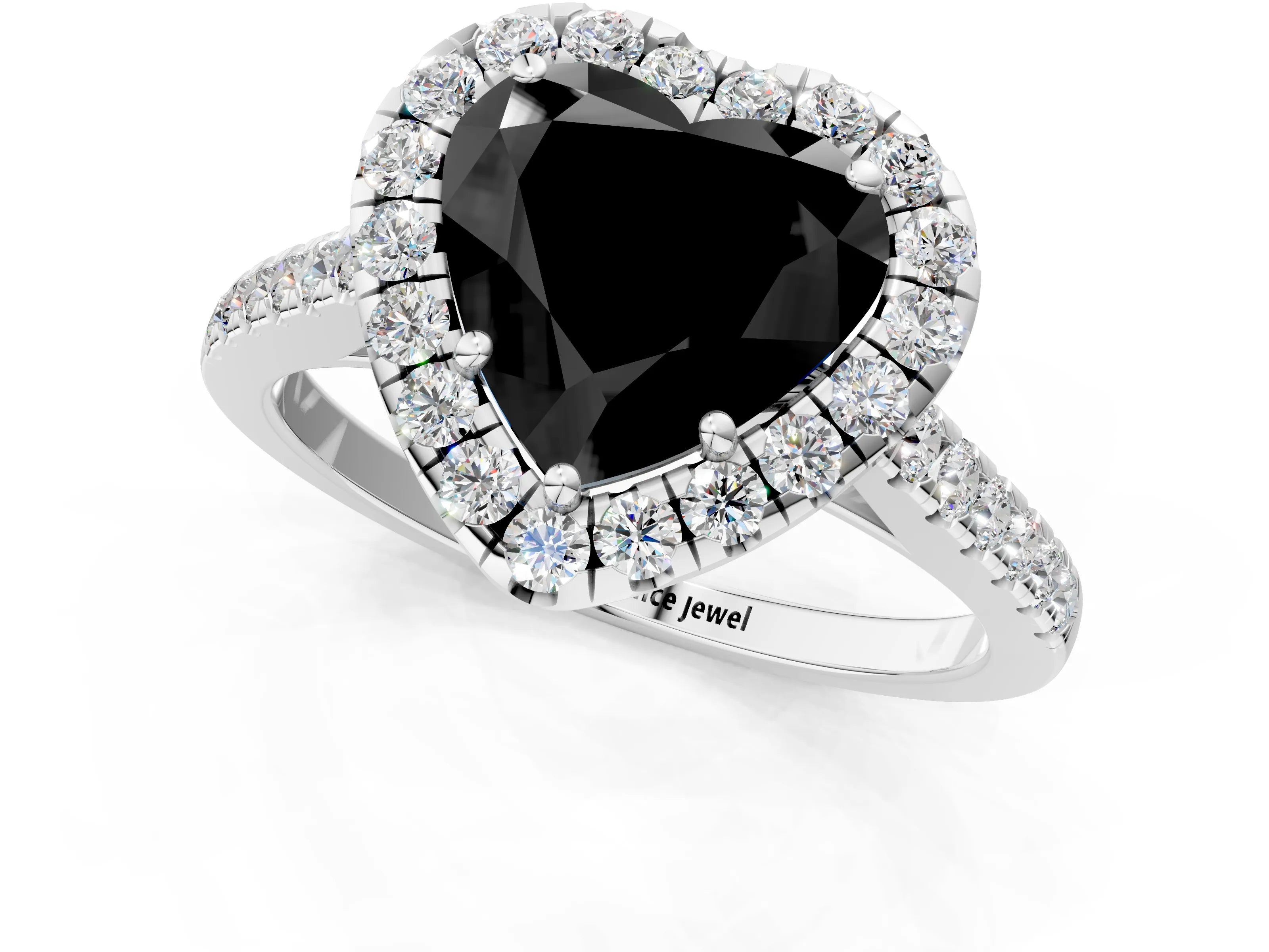 White gold Fancy Black Heart Cut Halo Pave Diamond Engagement Ring with Four-Prong Setting_25