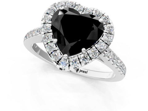 White gold Fancy Black Heart Cut Halo Pave Diamond Engagement Ring with Four-Prong Setting_25