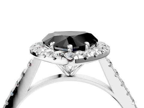 White gold Fancy Black Heart Cut Halo Pave Diamond Engagement Ring with Four-Prong Setting_28