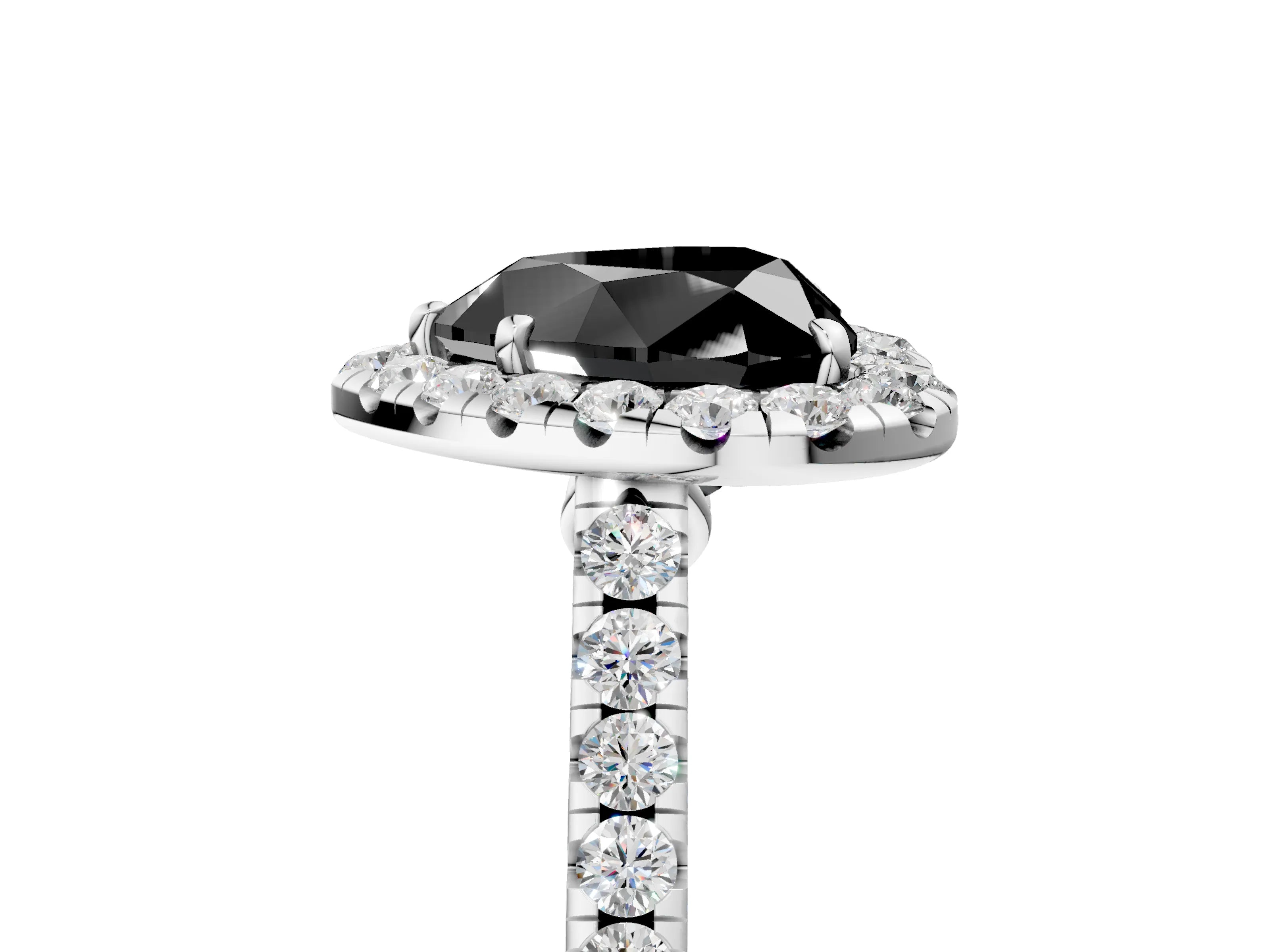 White gold Fancy Black Heart Cut Halo Pave Diamond Engagement Ring with Four-Prong Setting_29