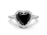 White gold Fancy Black Heart Cut Halo Round Diamond Pavé Band with Four-Prong Setting_15